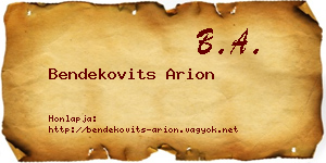 Bendekovits Arion névjegykártya